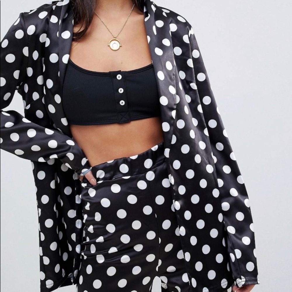 Petite Satin Polka Dot Blazer NWT